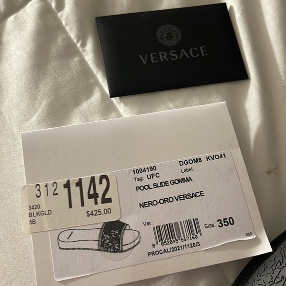 VERSACE SANDALS WITH GOLD MEDUSA AND BLACK WITH BOX, ID, TAGS, AND BAG - Picture 12 of 14